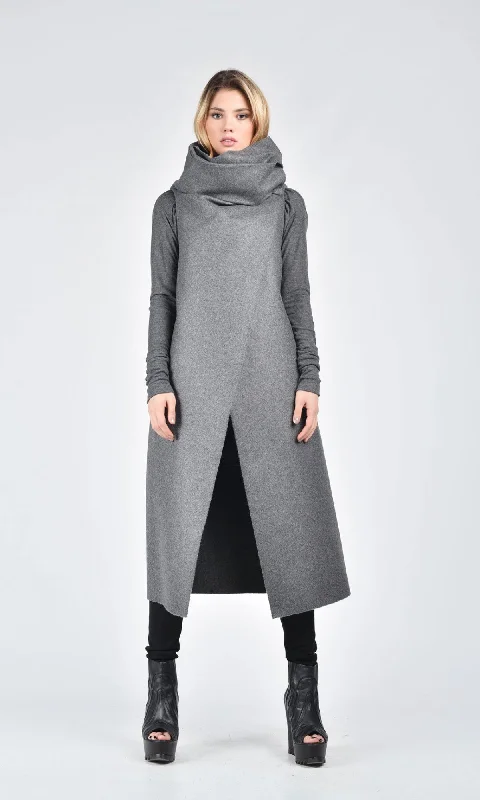 oversized women's coat -Wool Felt Sleeveless Coat