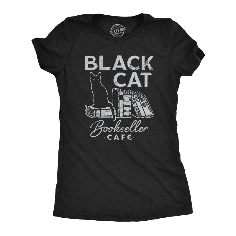 women's off-shoulder top -Black Cat Bookseller Cafe Women's T Shirt