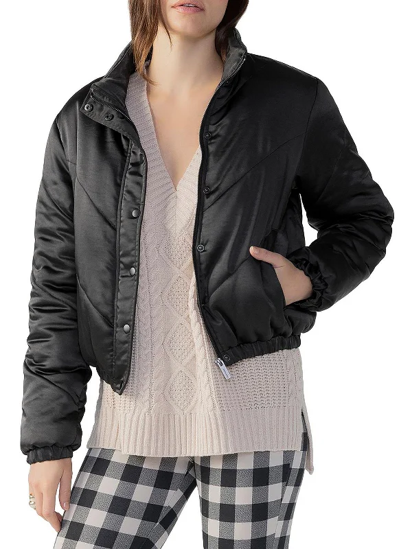 women's outdoor fleece jacket -Davis Womens Chevron Puffer Quilted Coat