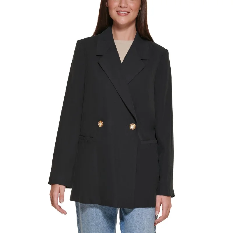 women's sherpa-lined jacket -DKNY Jeans Womens Suit Separate Professional Double-Breasted Blazer