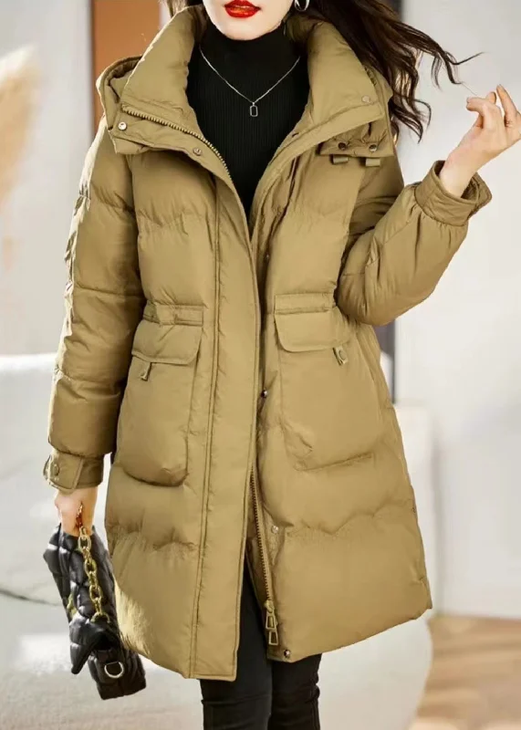 women's elegant cape coat -Stylish Yellow Hooded Pockets Patchwork Fine Cotton Filled Coat Winter