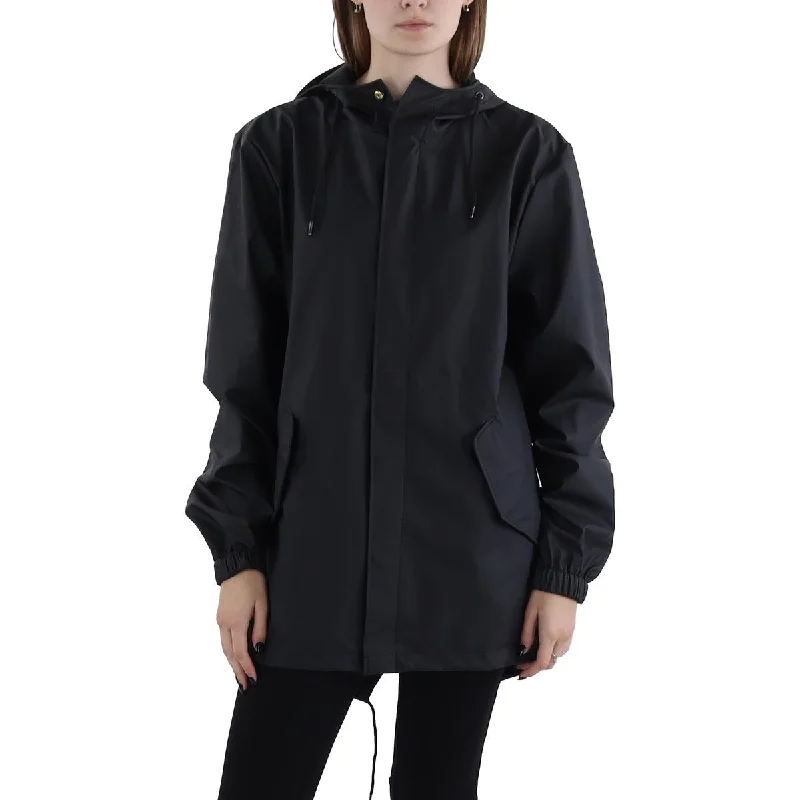 zip-up casual anorak jacket for women -Womens Hooded Rain Raincoat