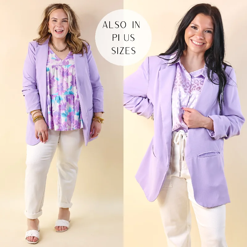 women's outdoor fleece jacket -No Bad Angle Blazer With Pockets in Lavender Purple