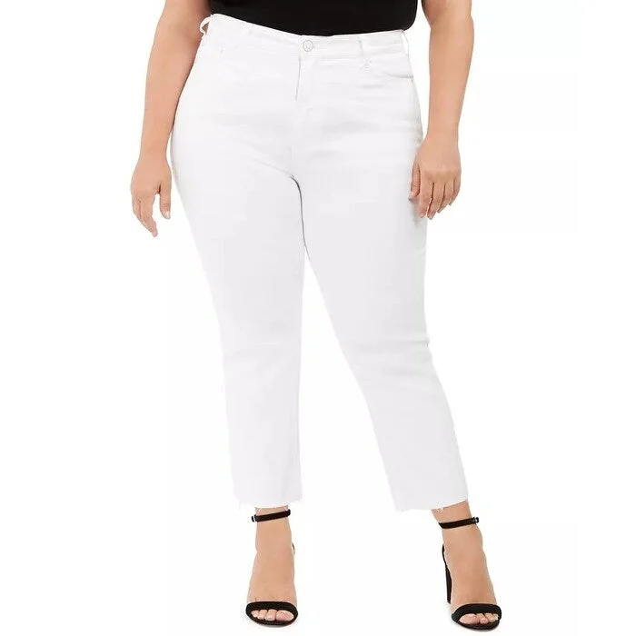 high-rise tapered jeans for women -Celebrity Pink Women's Trendy High Rise Straight Leg Jeans White Size 24W