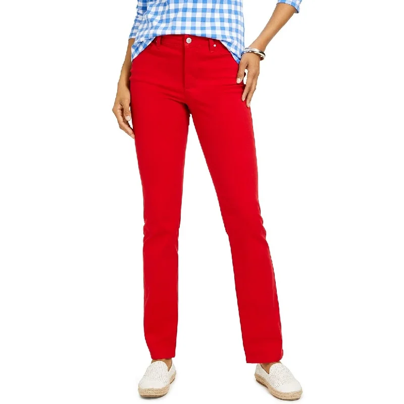 women's loose fit baggy jeans -Charter Club Women's Petite Lexington Straight-Leg Jeans Red Size 14P