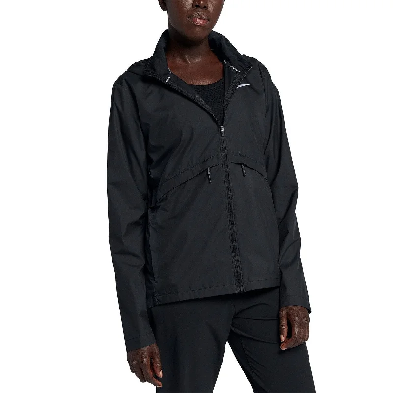 women's lightweight jacket -Nike Women's Essential Packable Hooded Running Jacket Black Size Medium