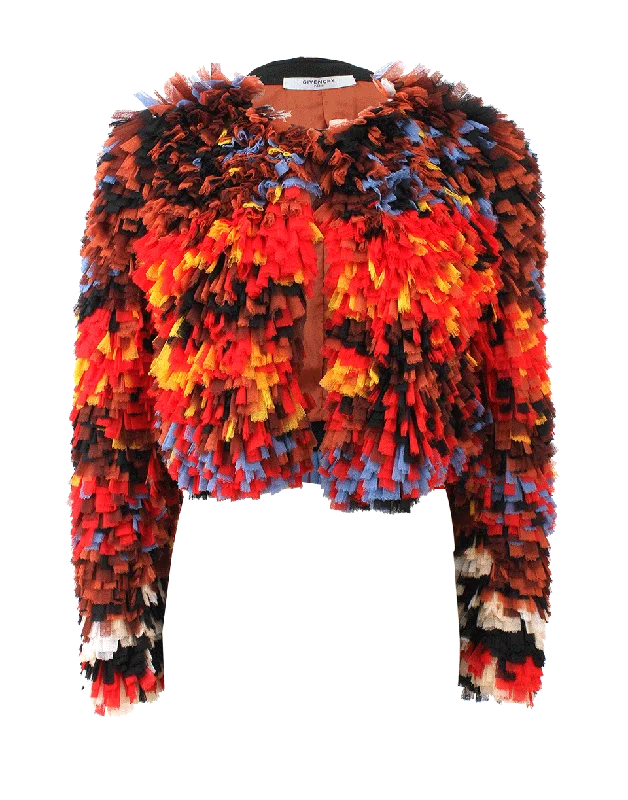 sophisticated evening coat for women -Mosaic Print Cropped Jacket