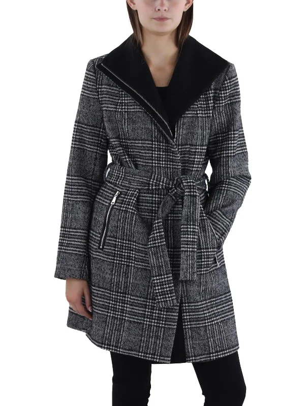 women's oversized corduroy jacket -Womens Wool Blend Plaid Wool Coat