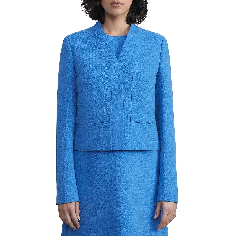 women's elegant cape coat -Lafayette 148 New York Womens Wool Suit Separate Collarless Blazer