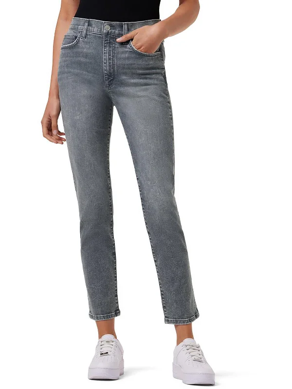 women's raw hem ankle jeans -Womens High Rise Ankle Straight Leg Jeans