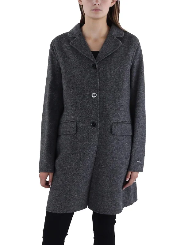 women's sherpa-lined jacket -Womens Wool Blend Heathered Wool Coat