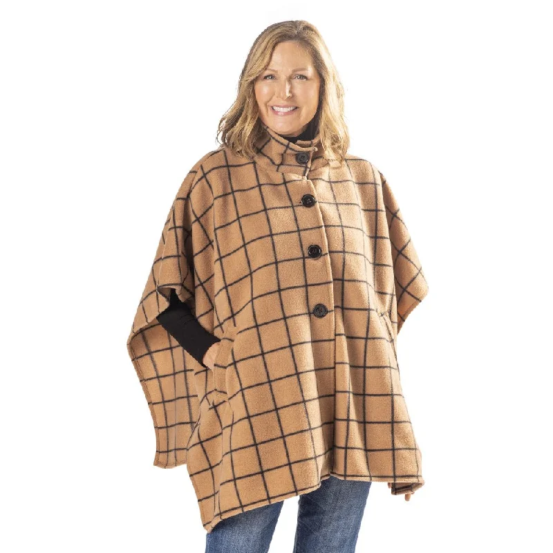 women's varsity bomber jacket -Bridget Cozy Coat 4 Button Fleece Poncho