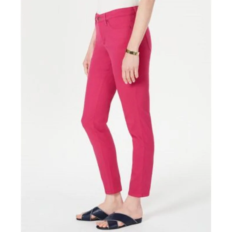 ripped straight-leg jeans for women -Charter Club Women's Bristol Skinny Ankle Jeans Dark Pink Size 16