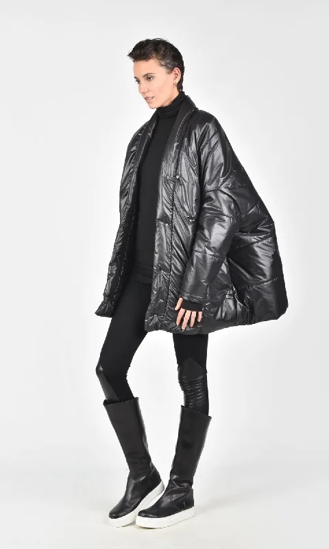 women's travel-friendly jacket -Short Quilted Oversized Coat