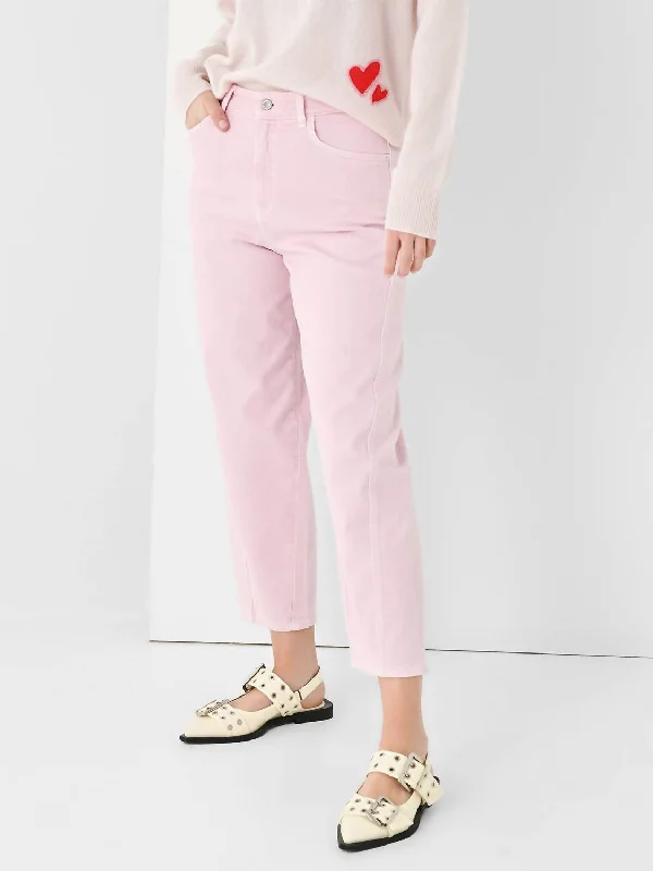 women's wide-leg denim trousers -Caleb Jean In Bubble Gum