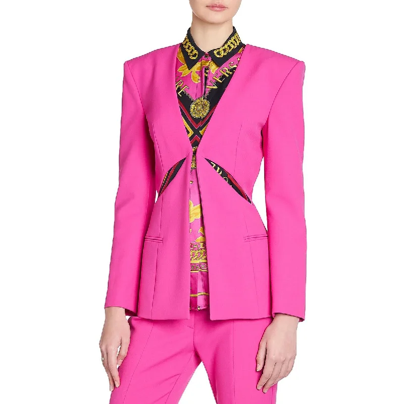 women's thermal long coat -Versace Jeans Couture Womens Cut-Out Office One-Button Blazer