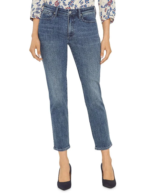 women's high-waisted jeans -Stella Womens Denim Tapered Straight Leg Jeans