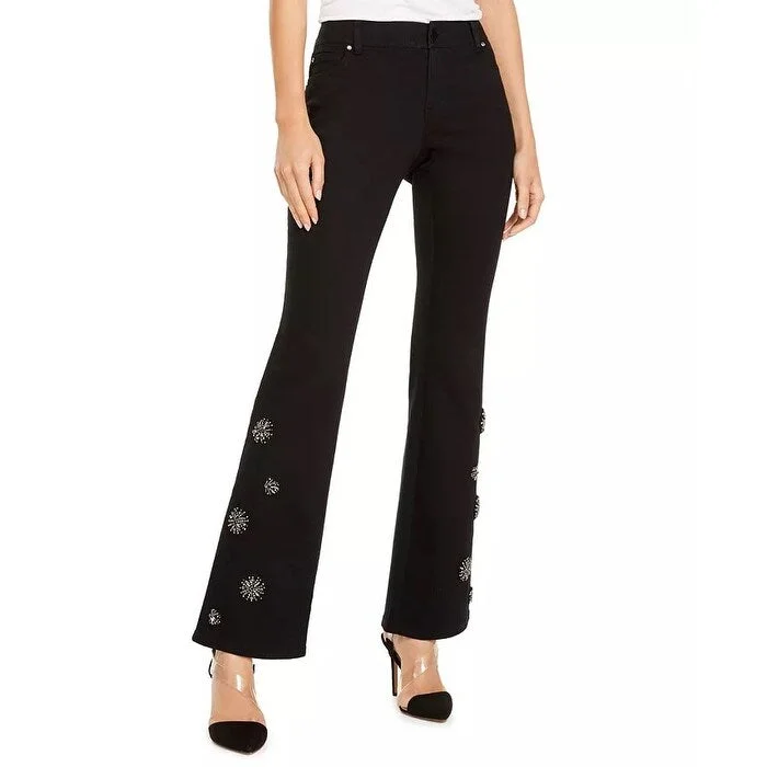 trendy mom jeans for women -INC International Concepts Women's Embellished Bootcut Jeans Black Size 8