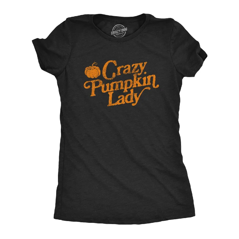 women's knitted sweater top -Crazy Pumpkin Lady Women's T Shirt