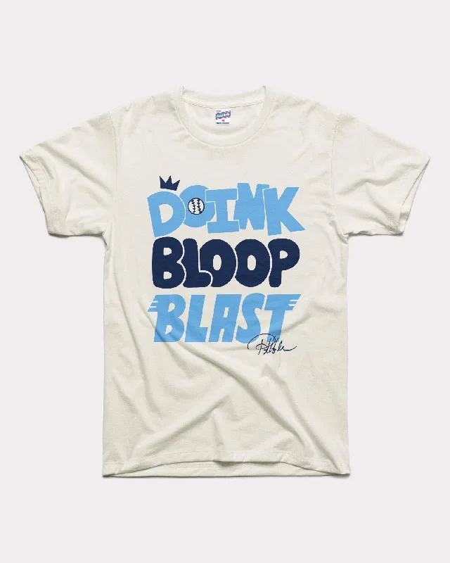 classic collared shirt for ladies -Hudism Doink-Bloop-Blast Vintage White T-Shirt