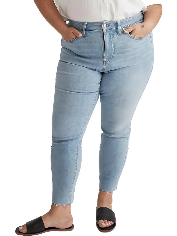 women's flared bell-bottom jeans -Plus Womens High-Rise Cropped Skinny Jeans