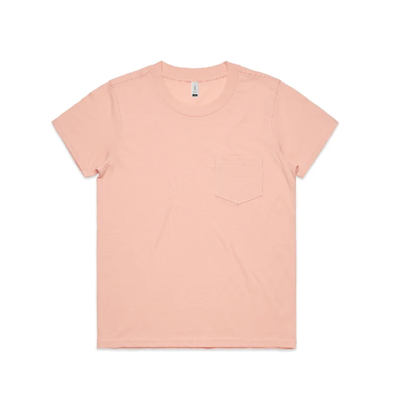 fashionable asymmetrical hem top for ladies -AS Colour Women's Pale Pink Square Pocket Tee