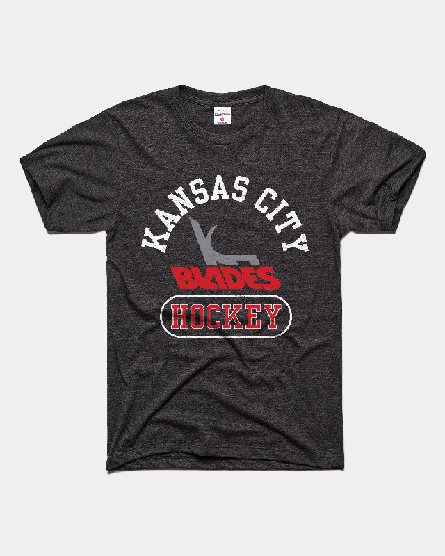 elegant long tunic top for women -Kansas City Blades Hockey Vintage Black T-Shirt