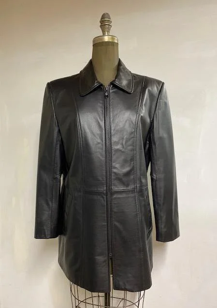 stylish longline coat for women -Women's Leather Jacket- Style #AB113ZJ