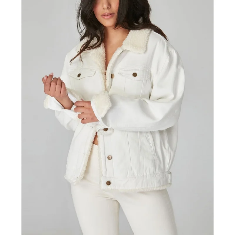 long elegant trench coat for women -Lola Jeans Women's Trucker Jacket White Size X-Large