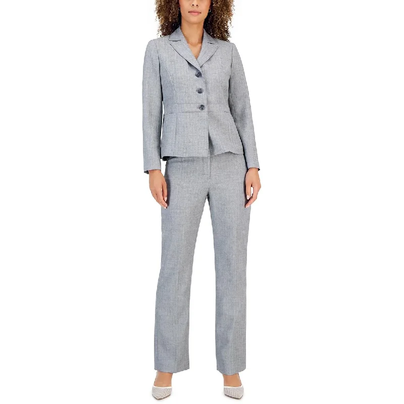 ladies' fleece zip-up jacket -Le Suit Womens Petites Three-Button Office Suit Jacket