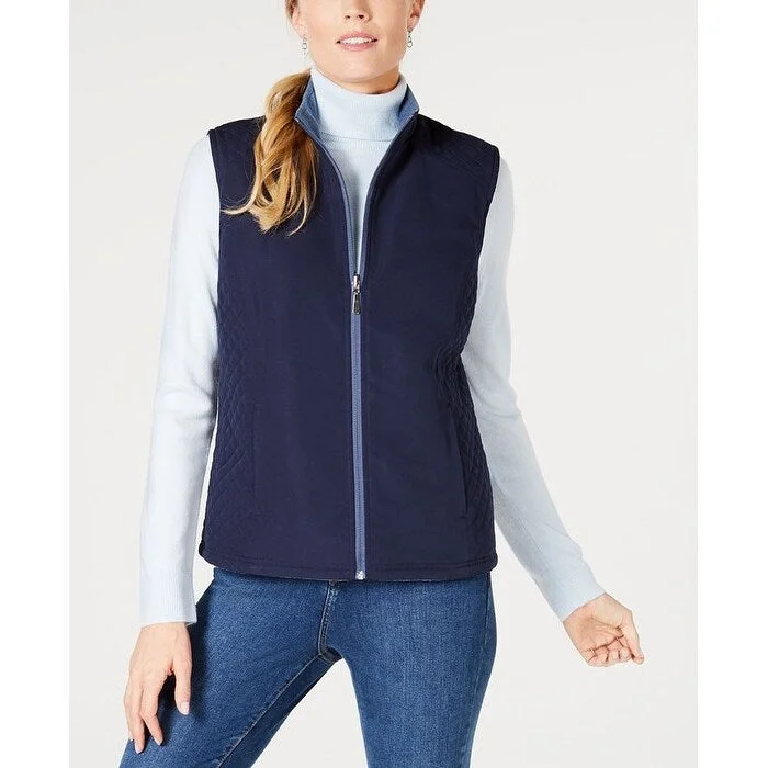 women's winter coat -Karen Scott Women's Sport Reversible Vest Blue Size Medium