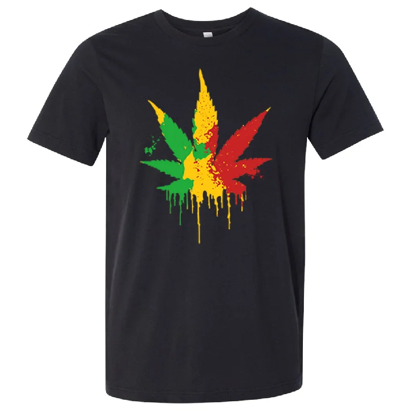 modern high-low hem top for ladies -Rasta Pot Leaf Asst Colors Mens Lightweight Fitted T-Shirt/tee