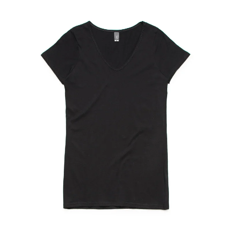 classic polo collar blouse for women -AS Colour Women's Black Bevel V-Neck Tee