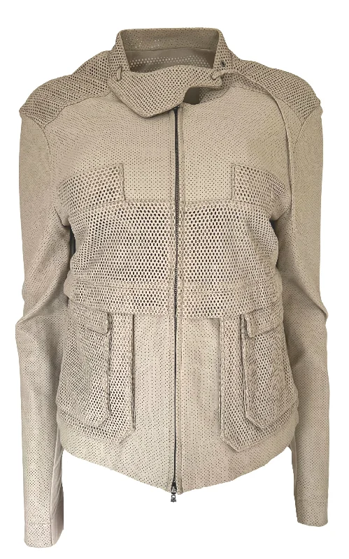 women's lightweight jacket -Perforated Leather Jacket