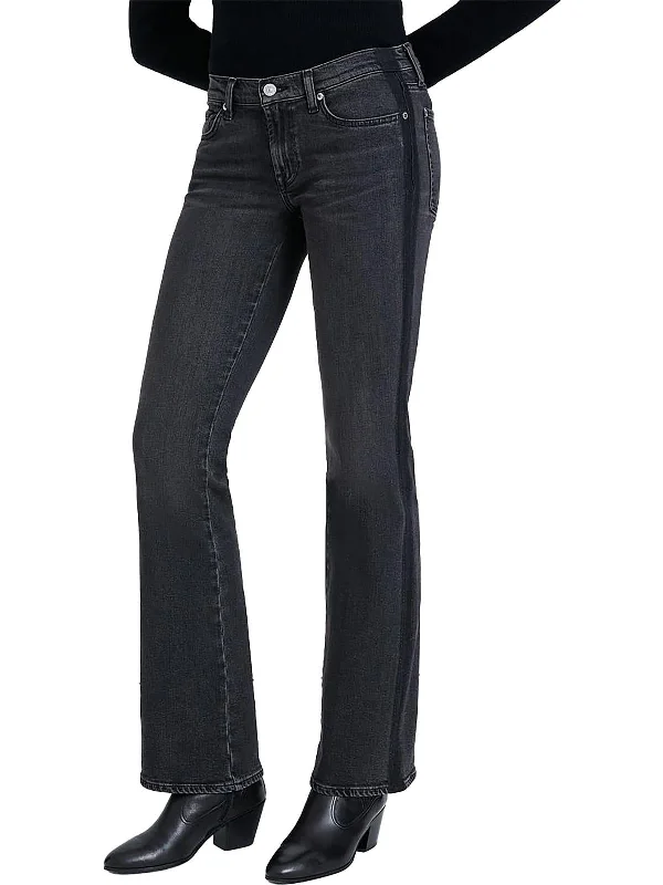 ladies' distressed high-rise jeans -Womens Low-Rise Whisker Wash Bootcut Jeans