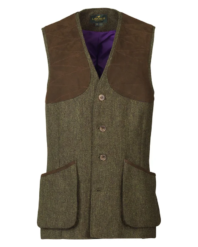 ladies' waterfall drape coat -Laksen Kirkton Leith Tweed Shooting Vest