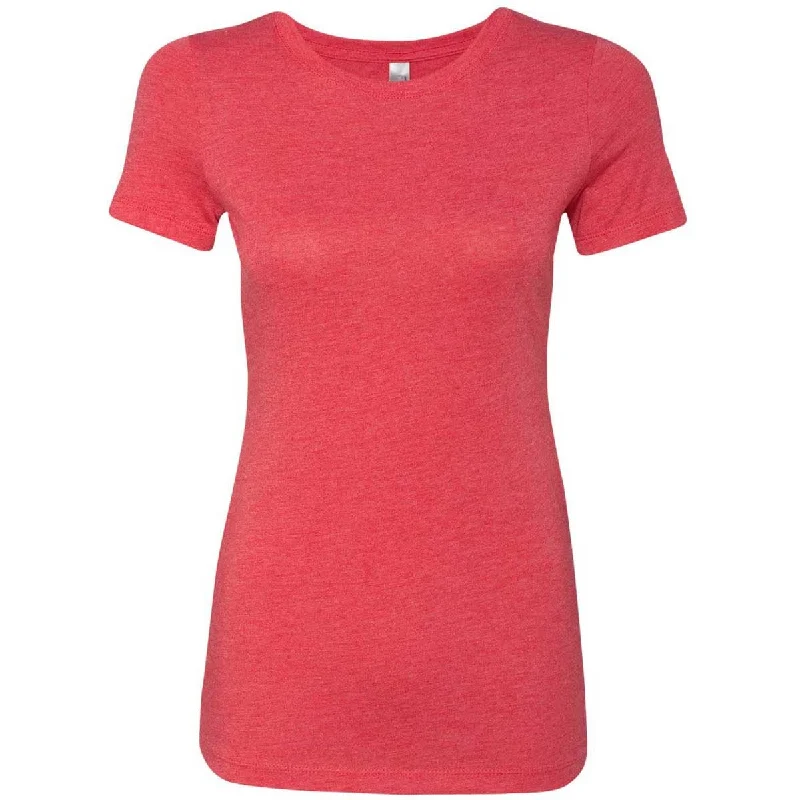 ladies' short sleeve top -Next Level Women's Vintage Red Triblend Crew