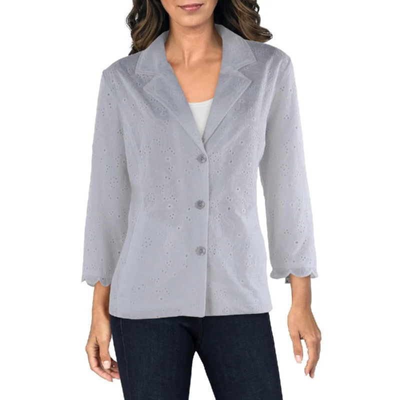 casual coats for women -Alfred Dunner Womens Embroidered Business Two-Button Blazer