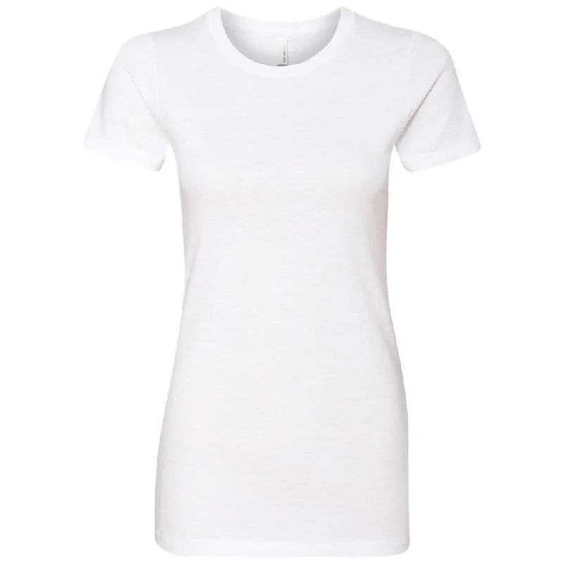 ultra-soft stretch top for women -Next Level Women's White CVC Crew Tee