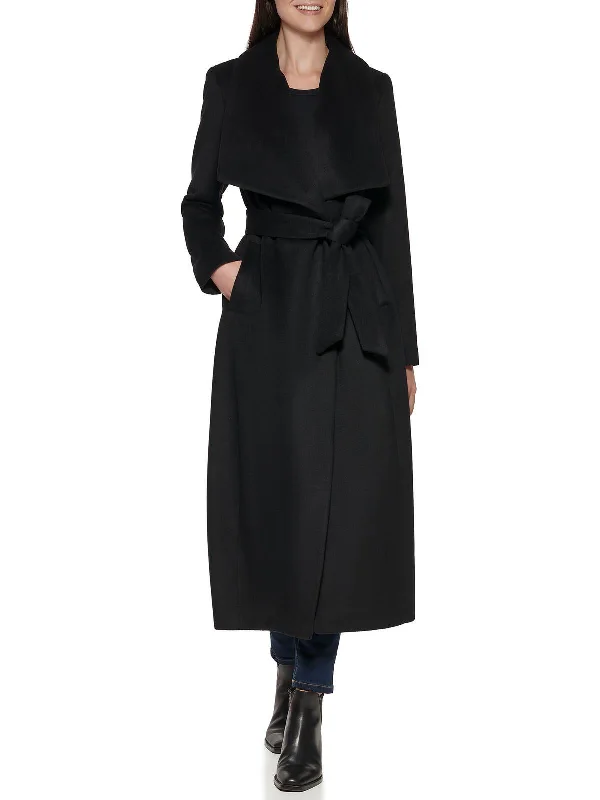 winter-ready women's parka -Womens Wool Blend Belted Wool Coat