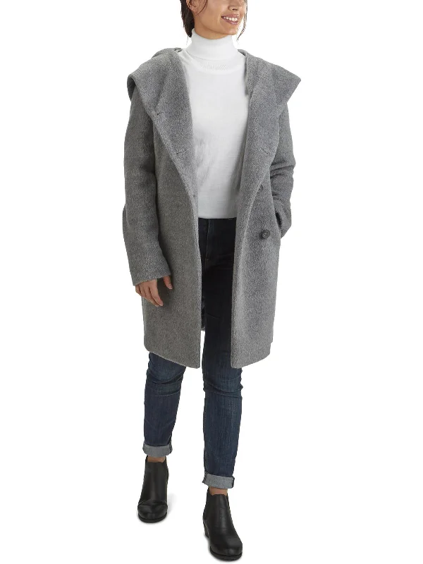 women's relaxed fit blazer -Womens Wool Blend Hooded Wool Coat