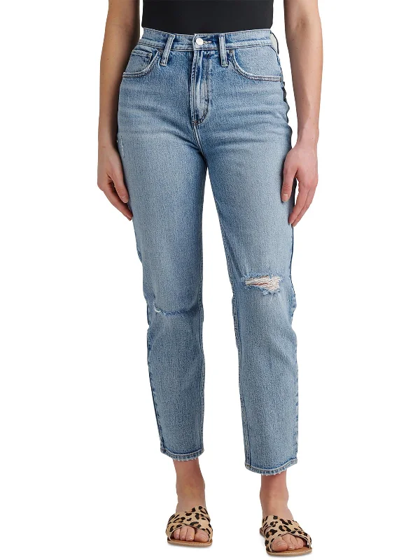 women's lightweight denim trousers -Highly Desirable Womens High Rise Slim Straight Leg Jeans