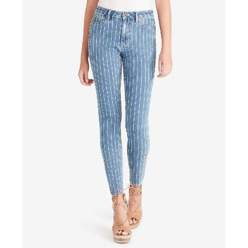 women's high-waisted jeans -Jessica Simpson Curvy High Rise Women's Skinny Jeans Toledo - Stripe 31 Blue Size 31