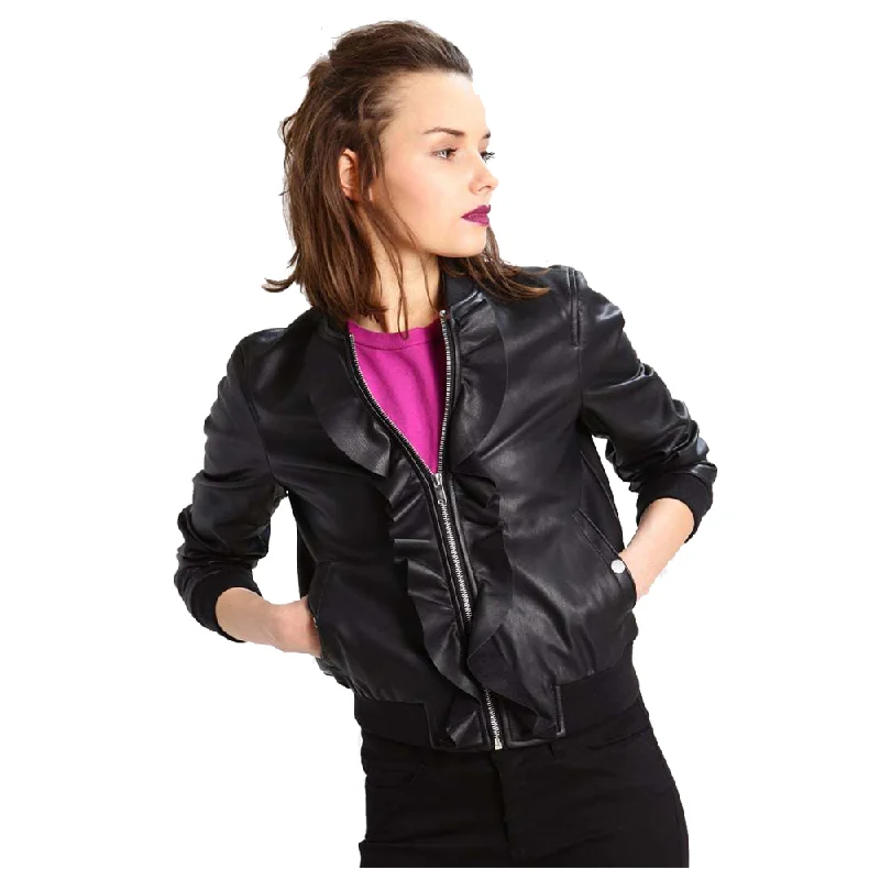 long elegant trench coat for women -WOMEN REAL LEATHER FASHION JACKET