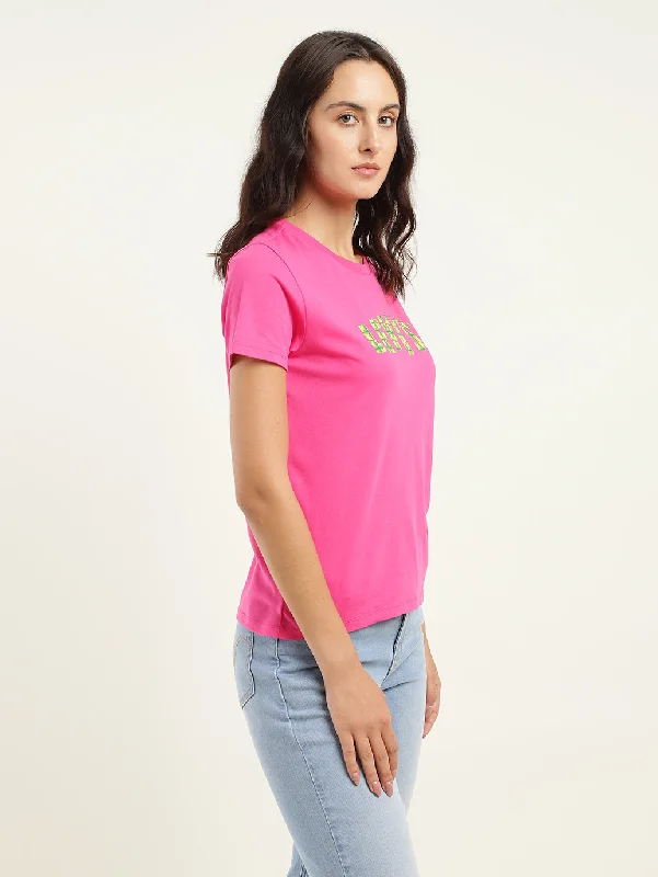 ladies' cold-shoulder top -Women's Brand Logo Crew Neck T-Shirt