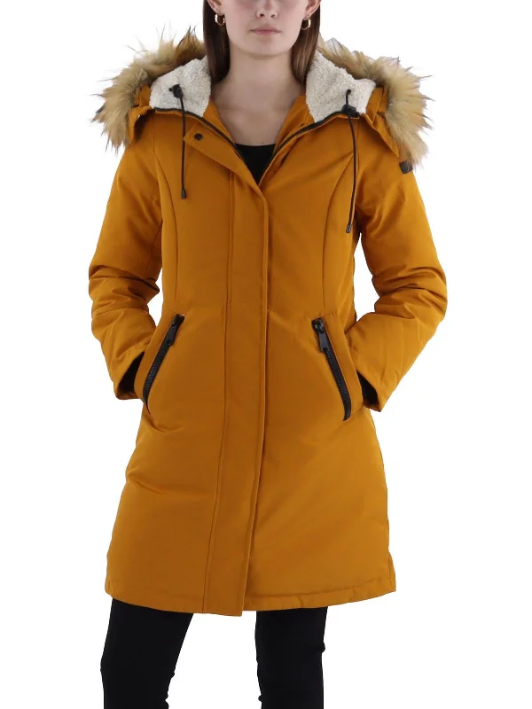 women's cropped bomber jacket -Womens Quilted Hooded Parka Coat