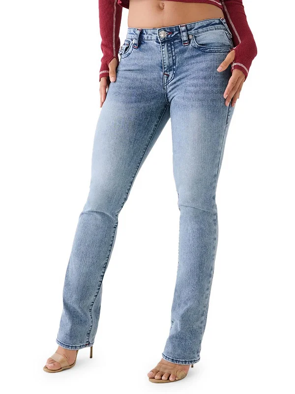 vintage-inspired wide jeans for ladies -Billie Womens Mid-Rise Stretch Straight Leg Jeans