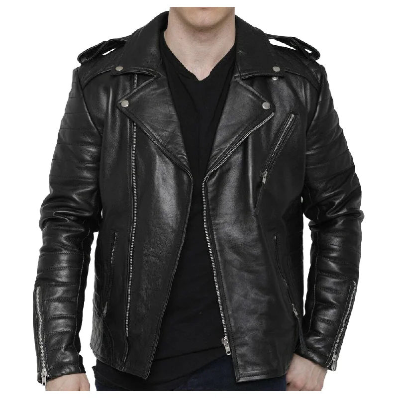 women's outdoor fleece jacket -Men Motorcycle Fashion Leather Jacket