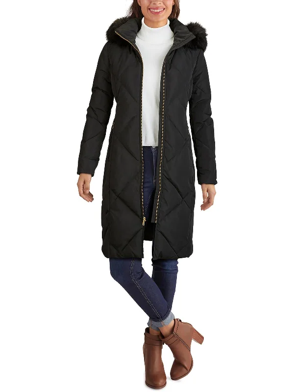 warm alpaca wool coat for ladies -Womens Insulated Detachable Hood Down Coat