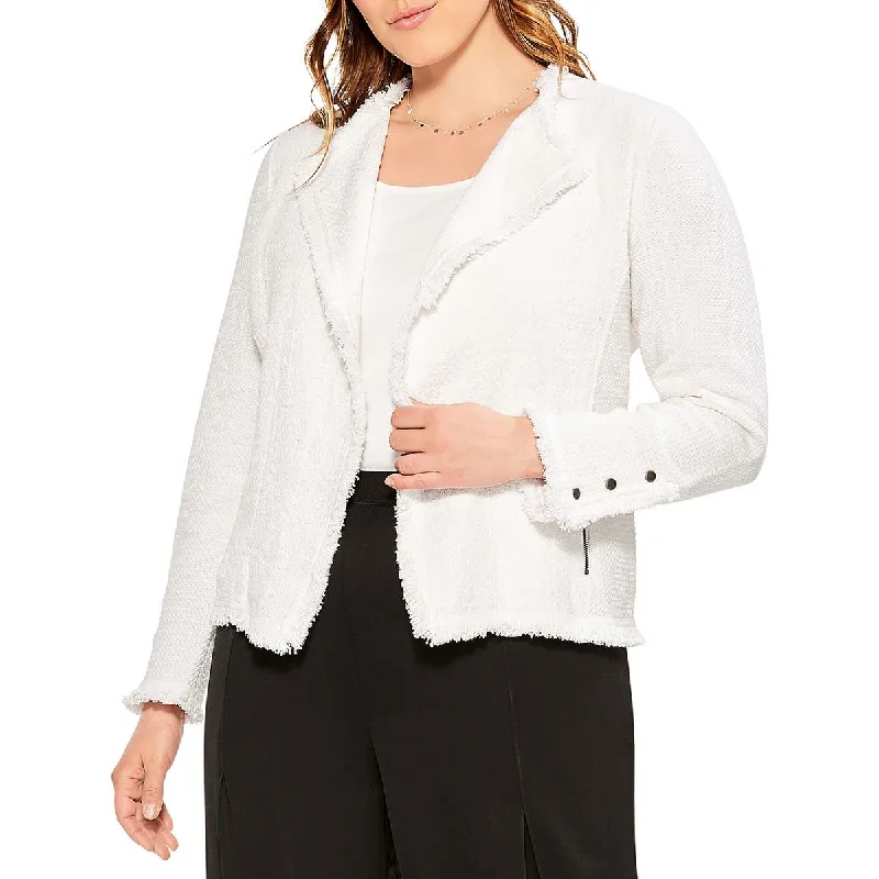 women's reversible coat -Nic + Zoe Womens Knit Long Sleeves Open-Front Blazer